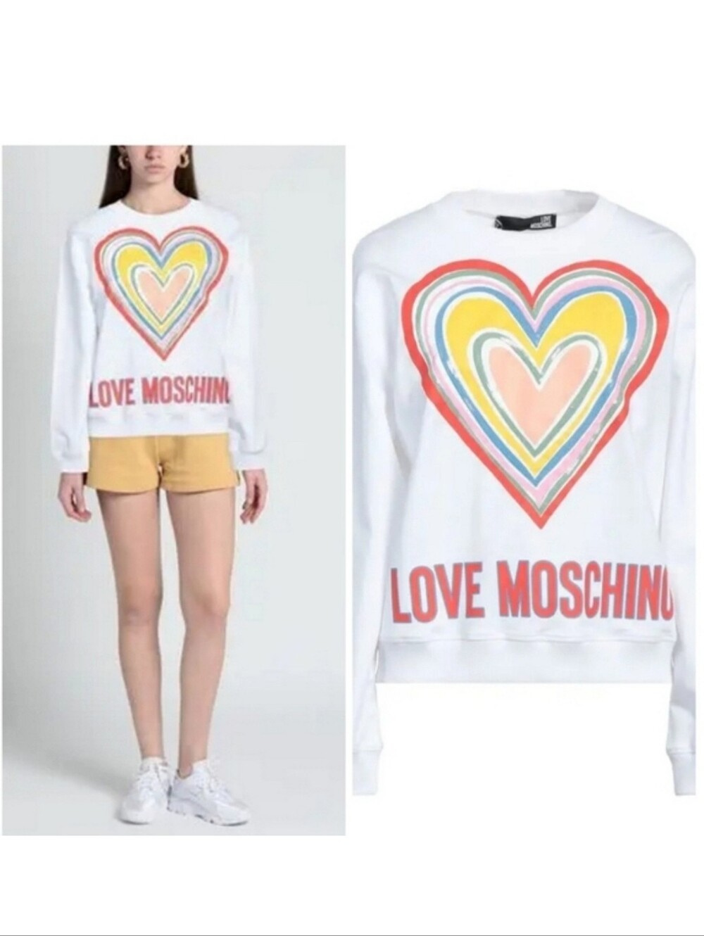 🆕️ Love Moschino Heart Sweatshirt White New Preppy Size US 4 Streetwear